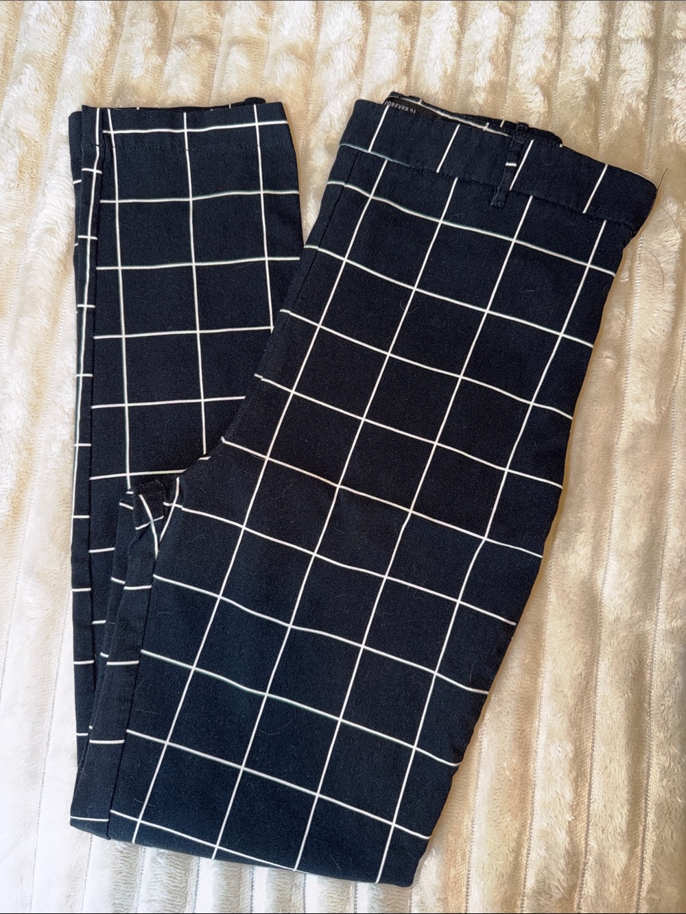 Black Windowpane Check Pants